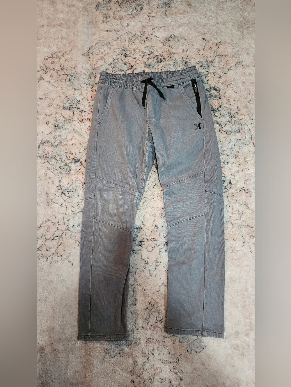Hurley Nike Dri-FIT Boys Size 6 Gray Athletic Pants Zip Pockets
